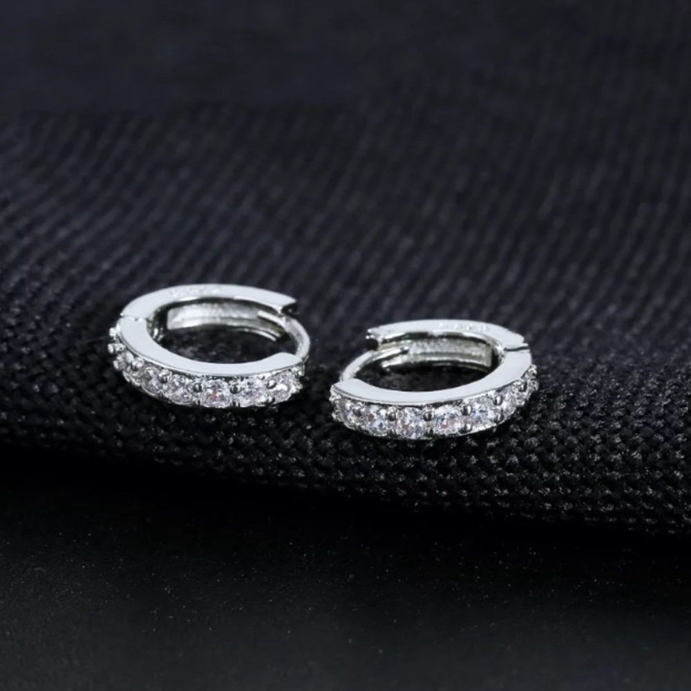 New round circle sterling silver earrings - Picture 4 of 7
